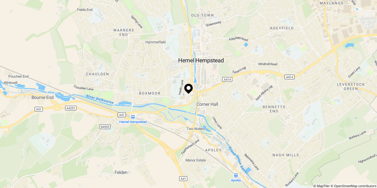 Approximate location of KD Tower, Hemel Hempstead