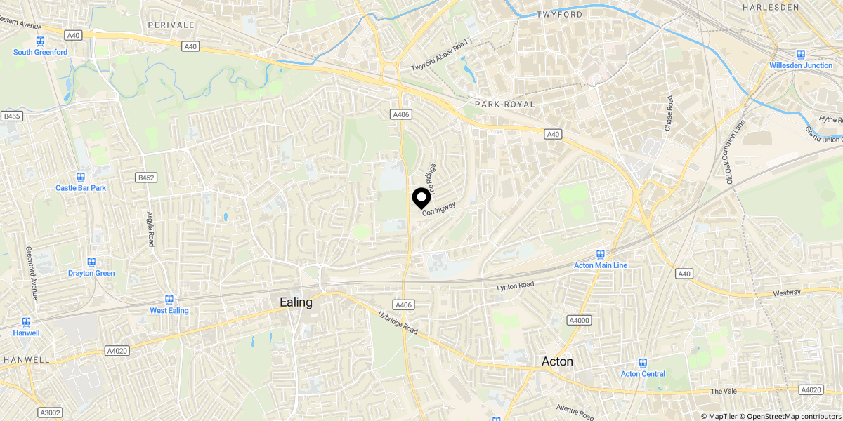 Approximate location of Audley Road, Ealing, London